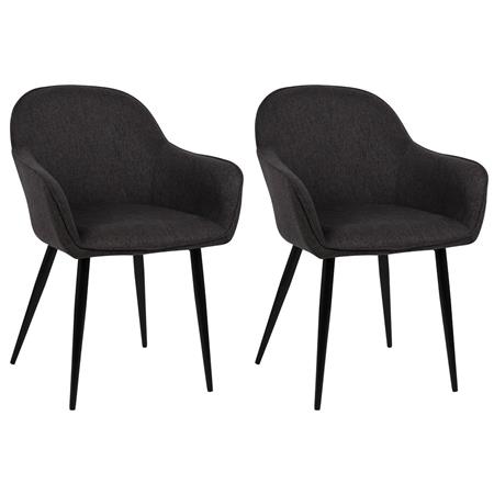 Lotto da 2 sedie Ospiti TAMARA, Comode e di Design, Gambe in Metallo, Seduta in Tessuto Nero