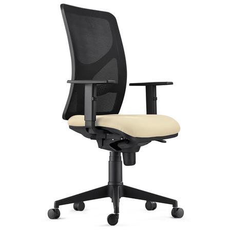 DEMO# Sedia da Ufficio MILO, Ergonomica, Braccioli Regolabili, Supporto Lombare, In Tessuto Ignifugo, Crema