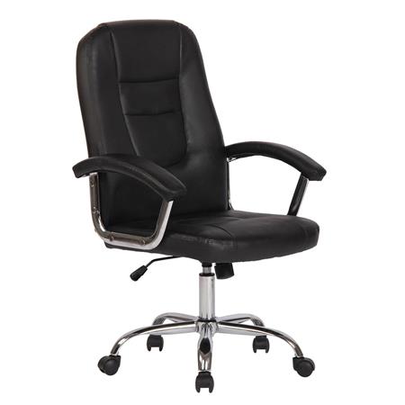 Poltrona da Ufficio TRAVIS, Elegante e Comoda, Rivestimento in Pelle, Nero
