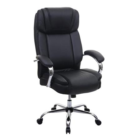 Poltrona ufficio GLEN, Design Elegante, Base in Metallo, in Pelle Nera