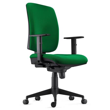 DEMO# Sedia Ergonomica PIERO, in Tessuto color Verde, con Braccioli Regolabili