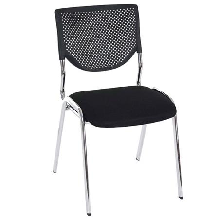 Sedia per Conferenze/Riunioni NAPOLI, Comoda e Versatile, Struttura in metallo, Nero e gambe Cromate