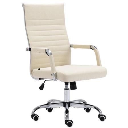 DEMO# Sedia da Ufficio BERLIN TESSUTO, Design Elegante, Base in Metallo, Panna