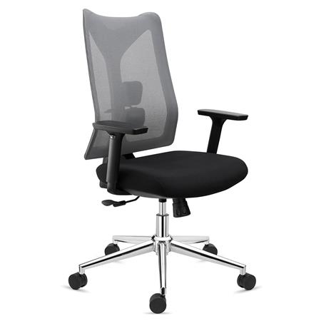 DEMO# Sedia Ergonomica ADARA, Esclusiva, Supporto Lombare Regolabile, Rete e Tessuto, Grigio