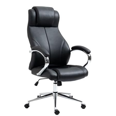 Poltrona da Ufficio CRISTOBAL, Ergonomica e Confortevole, Base in Metallo, Vera Pelle, Nero