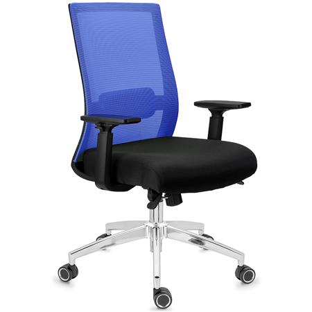 DEMO# Sedia da Ufficio NIXON, Ergonomica, Supporto Lombare, Rete e Tessuto, Blu