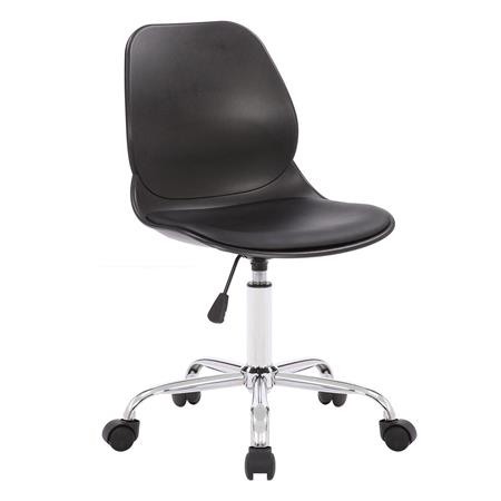 Sedia da Ufficio MAKAO, Design Moderno, Base in metallo, in Pelle Nera