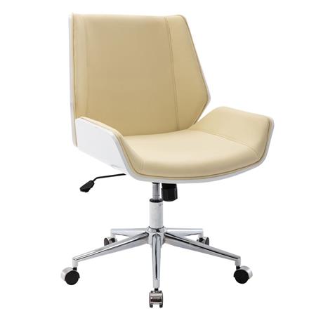 Sedia di Design IRON, Struttura in Legno Bianco, Elegante e Raffinata, Pelle Crema