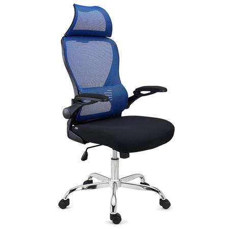 Sedia Operativa CORFÙ, Poggiatesta, Ergonomica, Braccioli Abbattibili, Comoda e Versatile, Blu