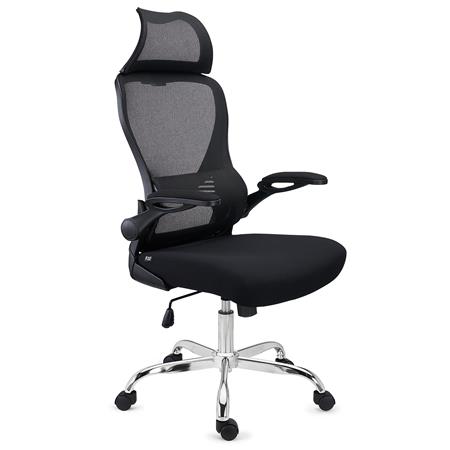 DEMO# Sedia Operativa CORFÙ, Poggiatesta, Ergonomica, Braccioli Abbattibili, Comoda e Versatile, Nero
