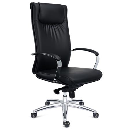 Poltrona Da Ufficio SENATOR, Design Elegante e Moderno, Confortevole, Pelle Nera