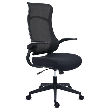 Sedia Operativa DAFNE, Ergonomica, Confortevole, Braccioli Abbattibili, Rete e Tessuto, Nero