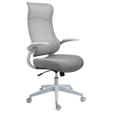 Sedia Operativa DAFNE, Ergonomica, Confortevole, Braccioli Abbattibili, Rete e Tessuto, Grigio