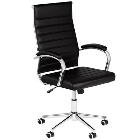 Sedia per Ufficio OXFORD, Elegante e Di Design, Struttura in Metallo, Pelle Nera