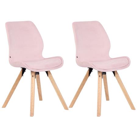 Lotto da 2 Sedie Ospiti KALI, Gambe Legno color Faggio, Seduta Imbottita, Velluto Rosa