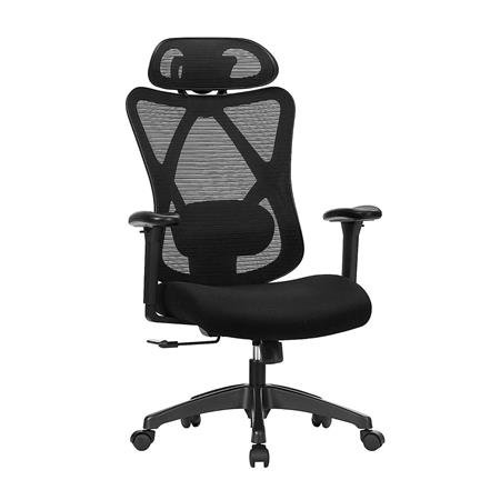 Sedia Ergonomica DARKO, Sostegno Lombare Regolabile, in Tessuto Nero
