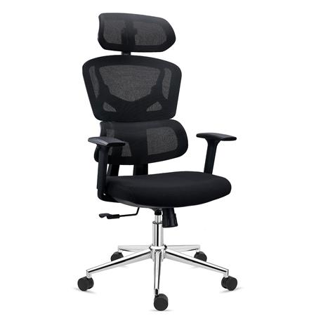 Sedia Ergonomica SIDNEY, Massimo Comfort, Base in Metallo, Seduta in Rete e Tessuto, Nero