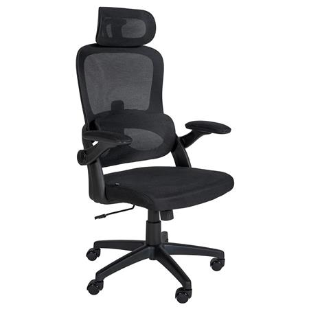 Sedia Ergonomica NORA, Braccioli Abbattibili, Comoda e Funzionale, in Nero