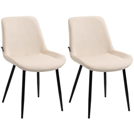 Lotto da 2 Sedie Ospiti VICKY, Gambe in Metallo Nero, Comode e Di Design, Velluto Crema