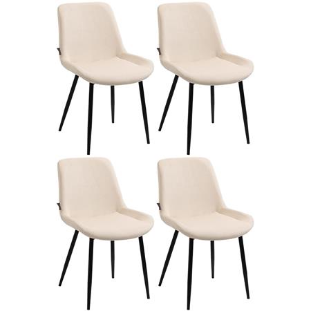 Lotto da 4 Sedie Ospiti VICKY, Gambe in Metallo Nero, Comode e Di Design, Velluto Crema