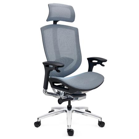 Sedia Operativa OPTIMA, Ergonomica, Poggiatesta, Certificata, Regolabile in Profondità, Rete, Azzurro