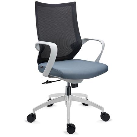 Sedia per Ufficio SINTRA GREY, Ergonomica, Confortevole, Rete e Tessuto, Nero e Azzurro
