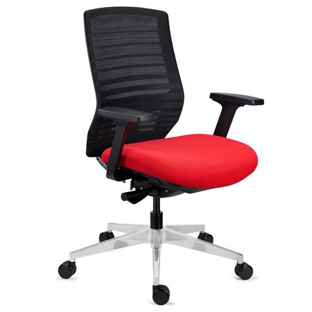 Sedia Ergonomica TAURUS, Certificata, Schienale Regolabile, Alta Gamma, in Rete, Rosso