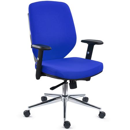 Sedia Ergonomica TRAFIC, Supporto Lombare Regolabile, Comoda Imbottitura, Tessuto Blu