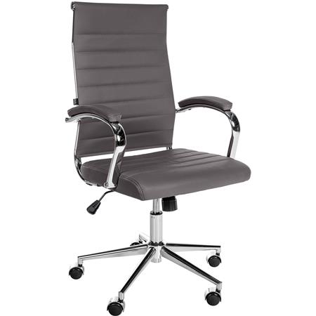 Sedia per Ufficio OXFORD, Elegante e Di Design, Struttura in Metallo, Vera Pelle, Grigio