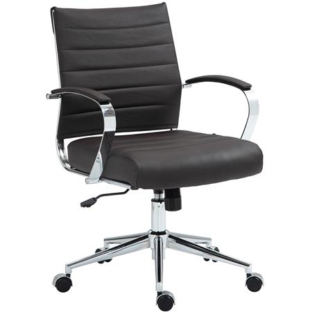 Sedia Per Ufficio EVERY, Design Moderno ed Elegante, Struttura in Metallo, Vera Pelle Marrone