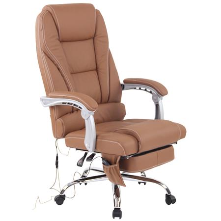 Poltrona da ufficio COMODITY MASSAGE, Massaggiante, in Vera Pelle, Marrone Chiaro