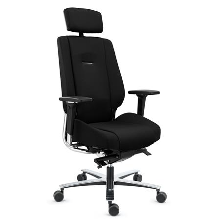 Sedia Ergonomica KRATOS, Alta Gamma, Massimo Comfort, Certificata Uso 24h, Tessuto Nero