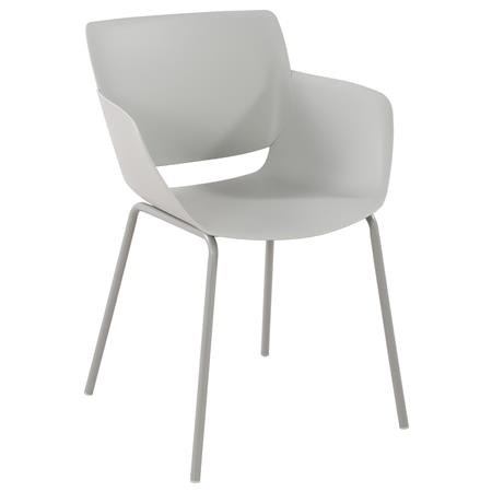 Sedia per Sala D'attesa RIKO, Design Moderno, Comoda ed Elegante, Polipropilene, Grigio Chiaro