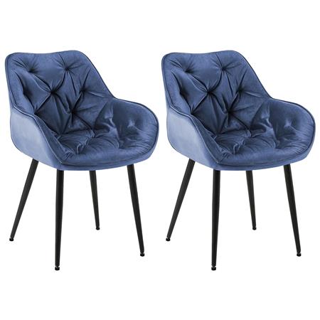 Lotto di 2 Poltroncine per Sala d'Attesa TEXAS, Imbottite e Trapuntate, in Velluto Blu