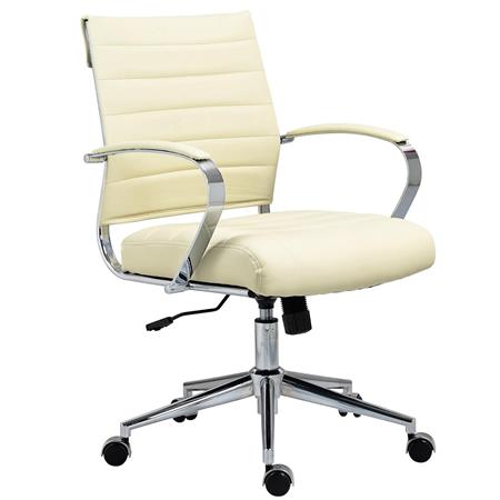 Sedia Per Ufficio EVERY, Design Moderno ed Elegante, Struttura in Metallo, Pelle Crema