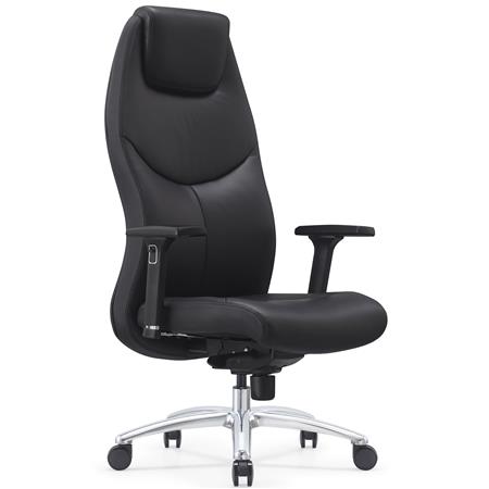 Poltrona da Ufficio SUITER, Design Elegante e Ricercato, Comoda, Regolabile, Vera Pelle, Nero