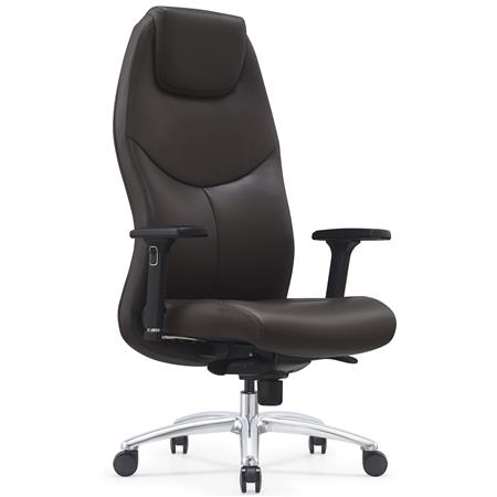 Poltrona da Ufficio SUITER, Design Elegante e Ricercato, Comoda, Regolabile, Vera Pelle, Marrone