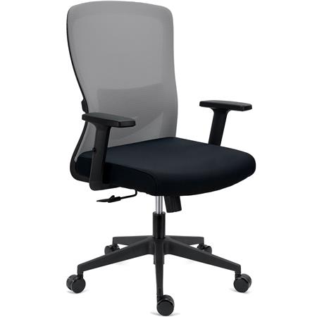 Sedia Operativa NOTE, Ergonomica, Supporto Lombare Regolabile, Rete e Tessuto, Grigio