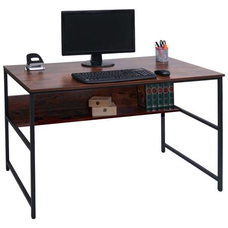 Scrivania per PC EVOKE, 120x60x78cm, Telaio in Acciaio Nero, Piano in Legno Colore Noce