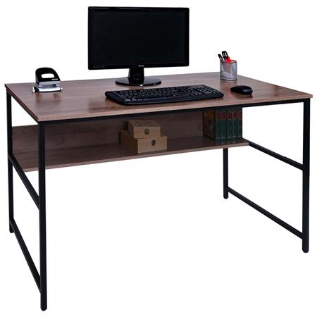 Scrivania per PC EVOKE, 120x60x78cm, Telaio in Acciaio Nero, Piano in Legno Colore Faggio