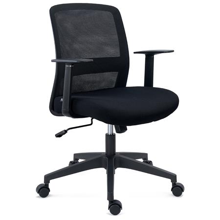 Sedia da Ufficio YOSEMITE, Confortevole, Ergonomica, Supporto Lombare, Rete e Tessuto Nero