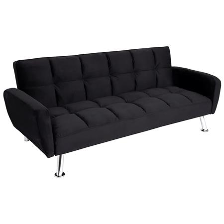 Divano 3 posti ERMES, Trasformabile in Letto, Schienale Regolabile, in Velluto colore Nero