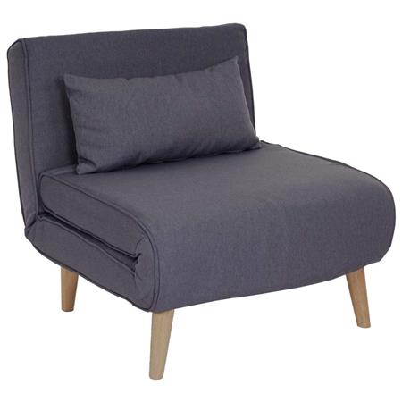 Poltrona PRETTY, Trasformabile in Letto, Spessa Imbottitura, in Tessuto Grigio Scuro