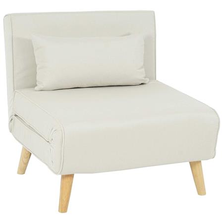 Poltrona PRETTY, Trasformabile in Letto, Spessa Imbottitura, in Tessuto Panna