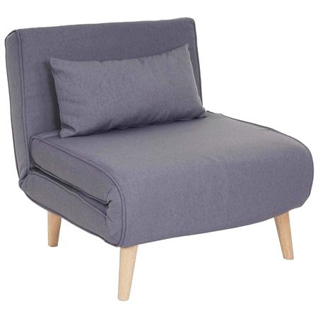 Poltrona PRETTY, Trasformabile in Letto, Spessa Imbottitura, in Tessuto Grigio