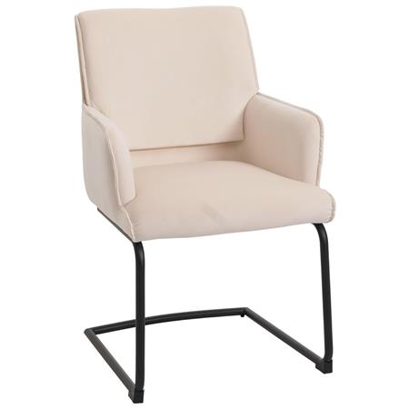 Sedia Ospiti NICHOLS, Design Moderno, Struttura in Metallo, in Tessuto Crema