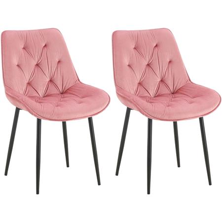 Lotto di 2 Sedie Ospiti GRACE, Confortevole, Design Moderno, Struttura in Metallo, Velluto Rosa