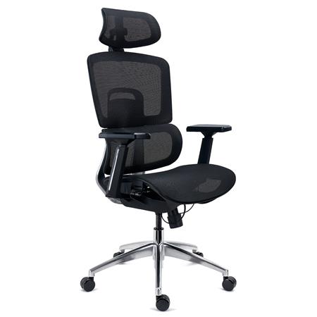 DEMO# Sedia Ergonomica TITAN, Sedile Regolabile in Profondità, Comoda e Moderna, Rete Nera