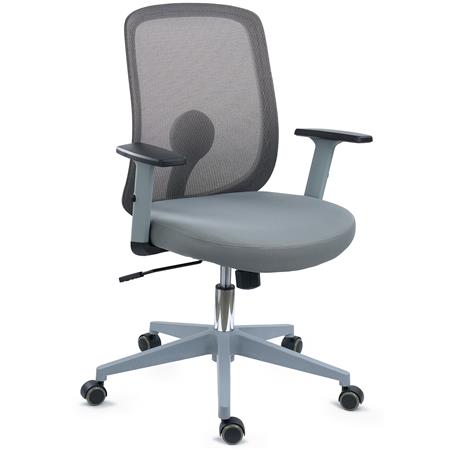 DEMO# Sedia da Ufficio VESPA GREY, Supporto Lombare, Braccioli Regolabili, Tessuto e Rete, Grigio