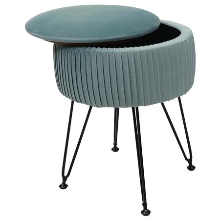 Sgabello MIKO, con Vano Portaoggetti, Versatile e Pratico, Struttura Nera, Tessuto Verde